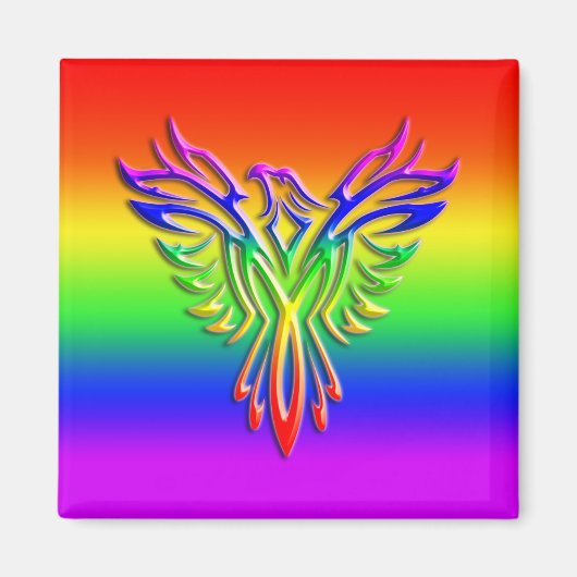 Aimant LGBT Rainbow Pride Phoenix Rising (Devant)