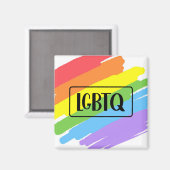 Aimant LGBTQ Brushstrokies arc-en-ciel (Recto/Verso)