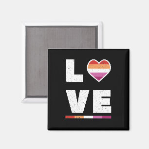 Aimant LGBTQ Lesbian Pride Drapeau Distressed Grunge Love
