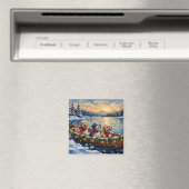 Aimant Lhasa Apso Bateau de Noël Vacances (In Situ (Lave-vaisselle))