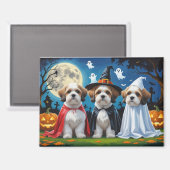 Aimant Lhasa Apso Chiens Citrouille Halloween Funny (Recto/Verso)