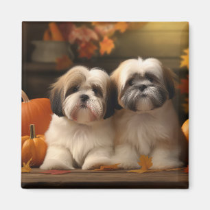 Aimant Lhasa Apso Chiot Automne Citrouille de plaisir