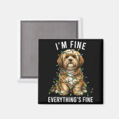 Aimant Lhasa Apso Christmas I'm Fine Everything Is Fine  (Recto/Verso)