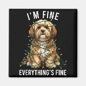 Aimant Lhasa Apso Christmas I'm Fine Everything Is Fine (Devant)