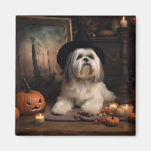 Aimant Lhasa Apso Citrouille Halloween effrayant (Devant)