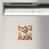 Aimant Lhasa Apso Dans l'Art de Thanksgiving aux Feuilles (In Situ (Lave-vaisselle))