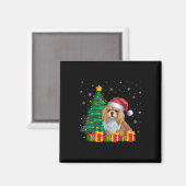 Aimant Lhasa Apso Santa Hat Feux de Noël Chien Lov (Recto/Verso)
