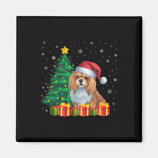 Aimant Lhasa Apso Santa Hat Feux de Noël Chien Lov (Devant)