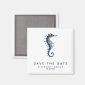 Aimant L'hippocampe bleu | Mariage Enregistrer la date Fa (Recto/Verso)