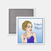 Aimant L'humeur d'aujourd'hui, une dame rétro qui renvers (Recto/Verso)