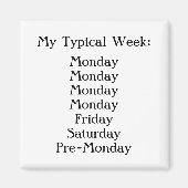 Aimant L'humour du bureau noir et blanc (Devant)