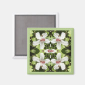 Aimant LIANA ~ PÂQUES ~ Fleurs d'Hibiscus Blanc ~ (Recto/Verso)