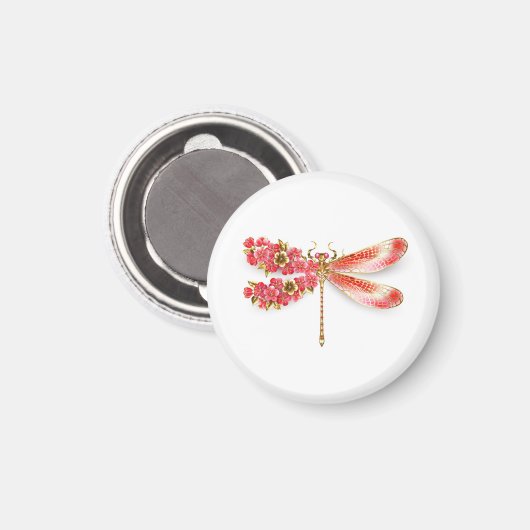 Aimant libellule de fleurs avec sakura de bijoux (Recto/Verso)