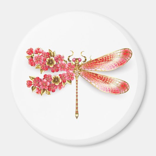 Aimant libellule de fleurs avec sakura de bijoux (Devant)