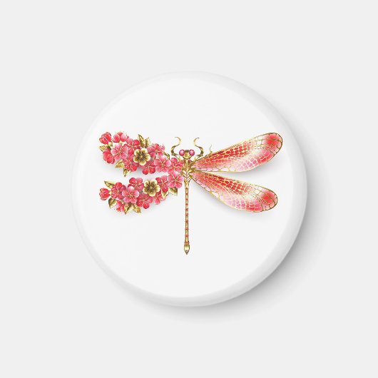 Aimant libellule de fleurs avec sakura de bijoux (Devant)