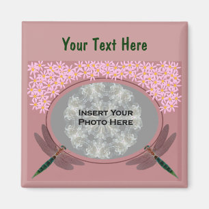 Aimant Libellules et photo rose de fleurs de marguerite