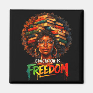 Aimant Liberté d'éducation Enseignant Noir Livres Art Gra