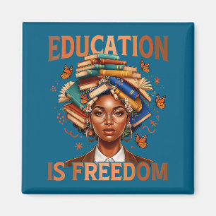 Aimant Liberté d'éducation Enseignant Noir Livres Œuvre d