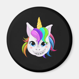 Aimant Licorne Cool Avec Un Appareil Dentaire Drôle Cheva