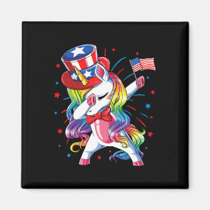 Aimant Licorne Dabbing 4 juillet Oncle Sam Filles Americ