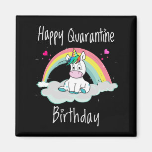 Aimant Licorne d'anniversaire de quarantaine arc-en-ciel