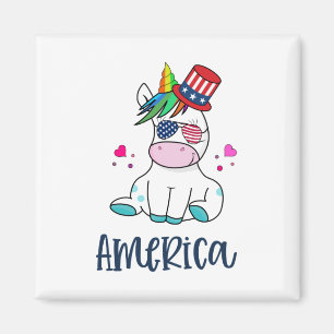 Aimant Licorne du 4 juillet avec lunettes de soleil drape