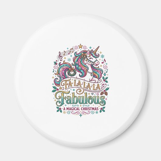Aimant Licorne Fa La La La Fabuleux Fond Blanc Mignon (Devant)