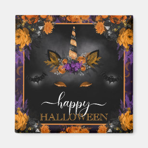 Aimant Licorne Florale d'Automne Joyeux Halloween