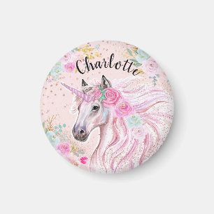 Aimant Licorne Mignonne Anniversaire Personnalisé Paillet
