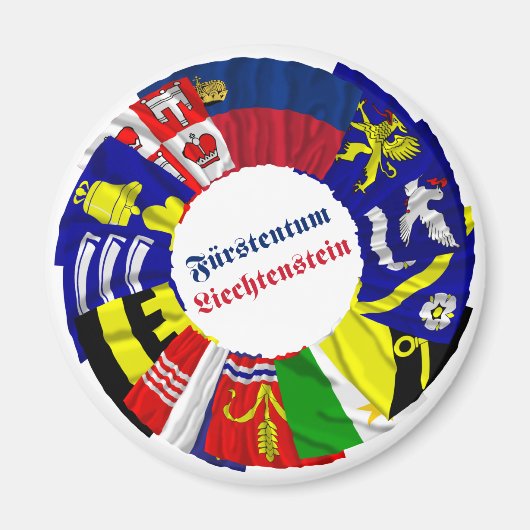 Aimant Liechtenstein et ses drapeaux de la Gemeinde (Devant)