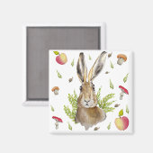 Aimant Lièvre mignonne avec un arrière - plan de pommes e (Recto/Verso)