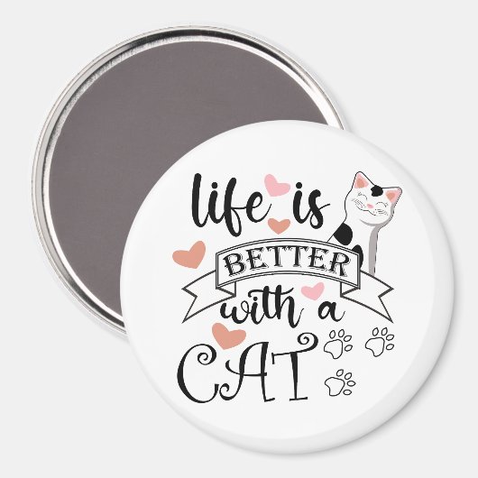 Aimant Life is Better With a Cat quote slogan (Recto/Verso)