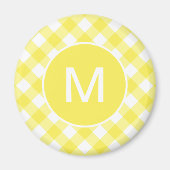 Aimant Light Yellow Classic Gingham Pattern Monogram (Devant)