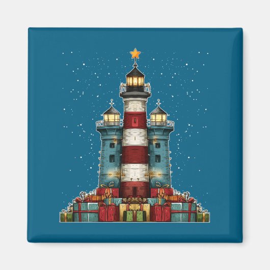 Aimant Lighthouse Seaside Christmas Tree Xmas Long Sleeve (Devant)