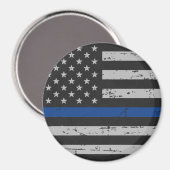 Aimant Ligne Bleue Mince - Officier de Police - Drapeau A (Recto/Verso)