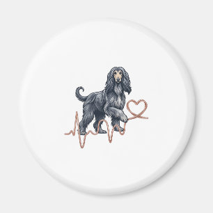 Aimant Ligne de battement de coeur de chien Afghan Hound