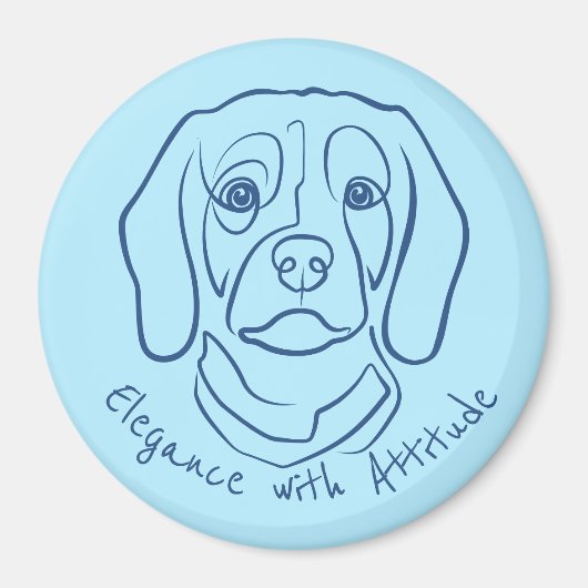 Aimant Ligne de Beagle, Élégance avec Attitude (Devant)