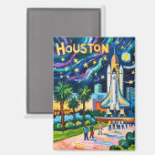 Aimant Ligne d'horizon de Houston Space Center Fusée Van (Recto/Verso)