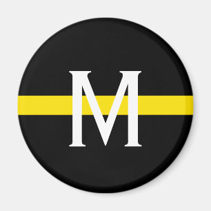 Aimant Ligne jaune mince monogramme d'expéditeur