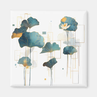 Aimant Ligne minimaliste Ginkgo Lotus Zen