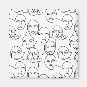 Aimant Lignes Abstraites modernes face à l'art de ligne c