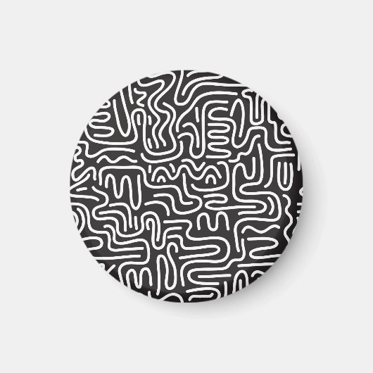 Aimant Lignes ondulées de doodle rétro : Monochrome (Devant)