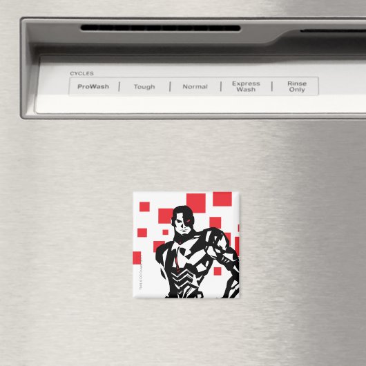 Aimant Ligue de Justice | Cyborg Digital Noir Pop Art (In Situ (Lave-vaisselle))