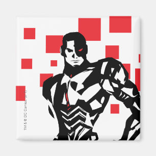 Aimant Ligue de Justice   Cyborg Digital Noir Pop Art