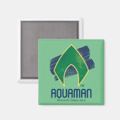 Aimant Ligue de Justice | Symbole Aquaman à demi-teintes (Recto/Verso)