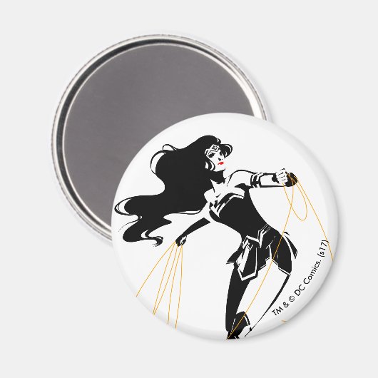 Aimant Ligue de Justice | Wonder Woman with Lasso Pop Art (Recto/Verso)