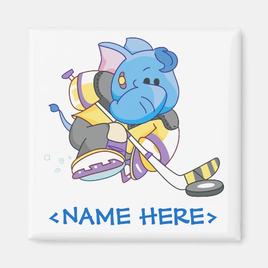 Aimant Lil Blue Elephant Hockey (Devant)