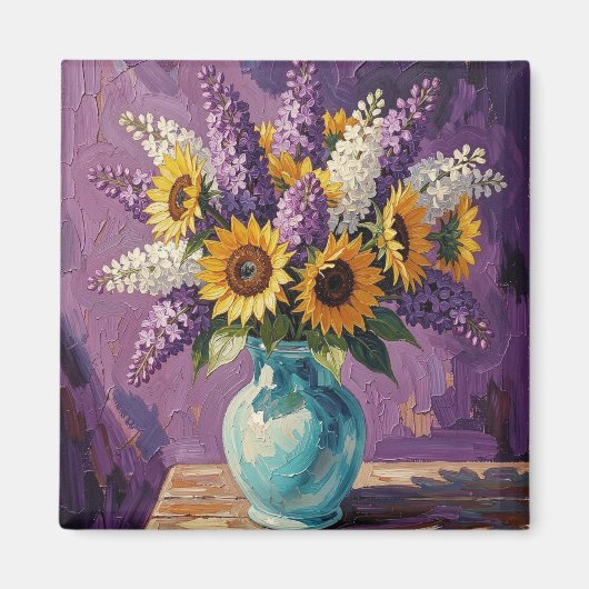 Aimant Lilas et Tournesols | Conception Botanique (Devant)