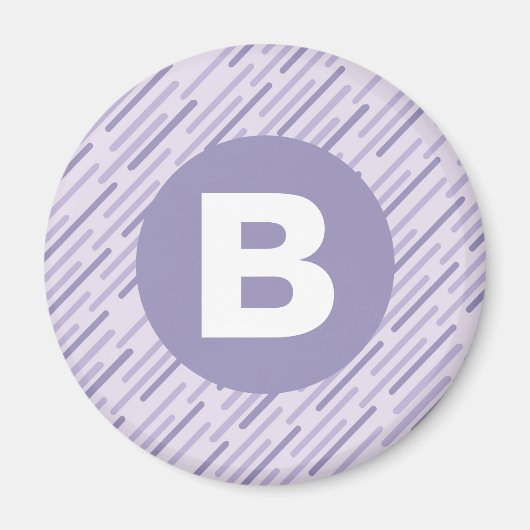 Aimant Lilas Moderne Violet Diagonal Monogramme Rayures (Devant)
