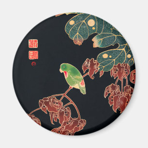 Aimant L'illustration japonaise du Paroquet Colorful Bird